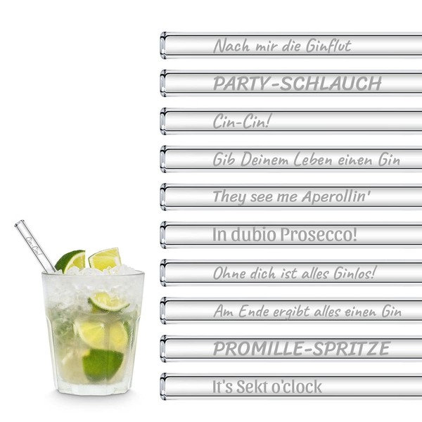Drinking Sayings Party Edition Pack of 20 Glass Straws with