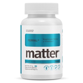 Matter Ferral, Bisglicinato Ferroso Quelado Ferrochel y Vitamina C, Suplemento de Hierro de Alta Absorción, Previene Anemia, Mejora la Energía y Vital