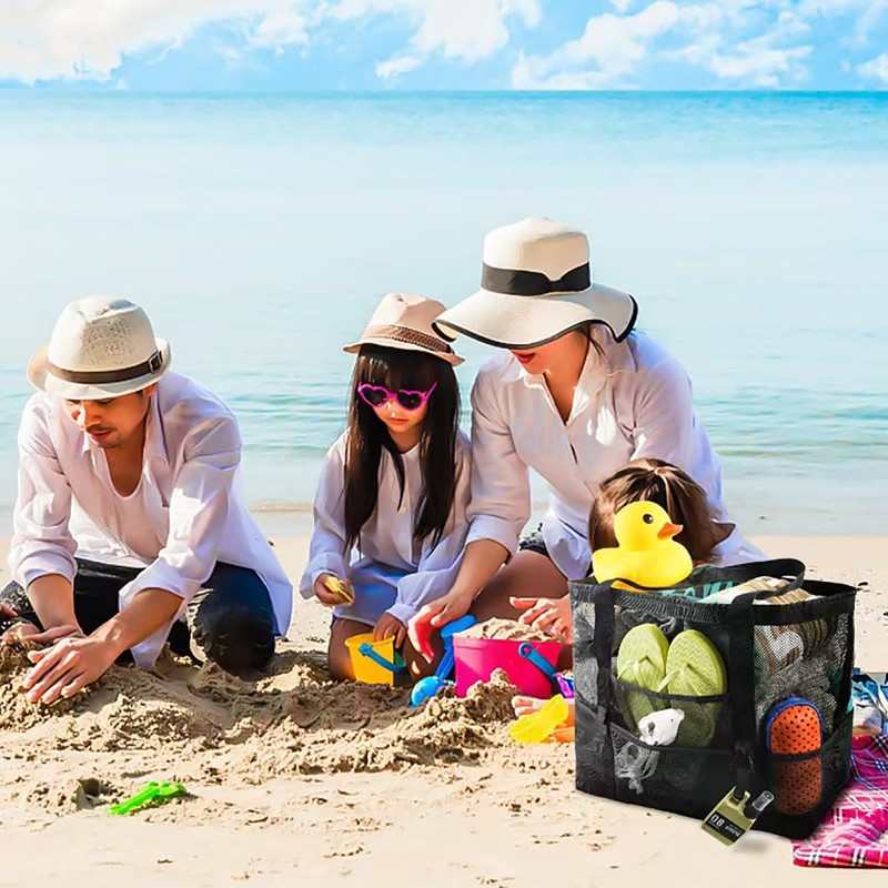 ALMLWIAJ XXL Mesh Beach Bag, 64 x 43 x 20