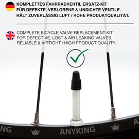 ANYKING French Bicycle Valve Presta Valve Presta Valve Replacement Set: Valve Insert, Valve Key, Cap, Rim Nut, Valve Adapter SV AV Car Schrader Air Pump Tubeless MTB Tool