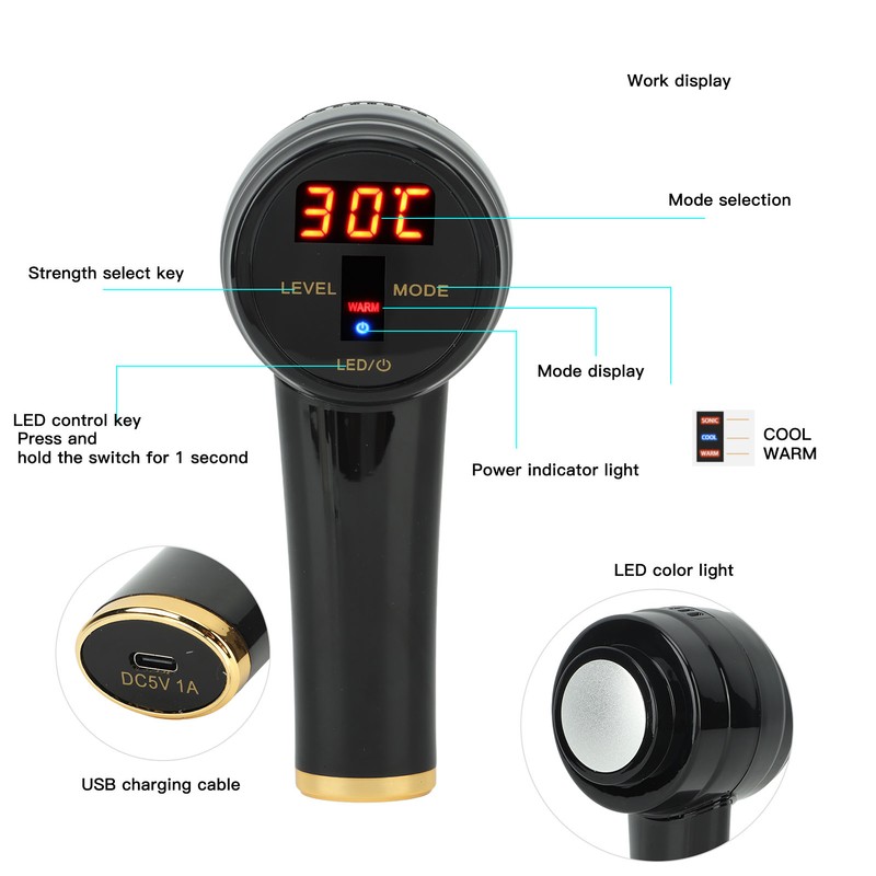 Hot Cold Hammer 3 LED Light Beauty Instrument Vibrating Skin