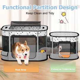 BUFOR Portable Cat Playpen, Foldable Pet Dog Playpen, for Kitten Puppy Play Pen Indoor/Outdoor, Cats Enclosure Cages Tent with Carrying Case, 600D Oxford 8-Rods, 32"x24"x22", Grey