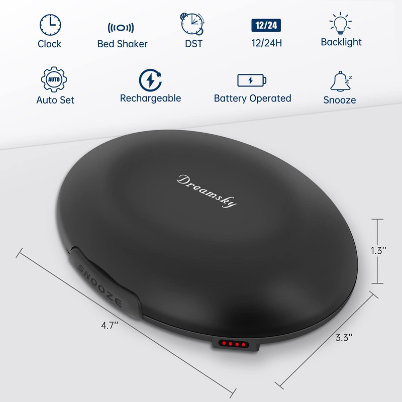 DreamSky Vibrating Alarm Clock for Heavy Sleepers - Auto Set