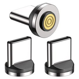 AUFU 5Pin Magnetic Fast USB Type C Connectors/Tips/Heads 3 Pack 360° Rotating Magnetic Phone Adapter, Magnetic Charging Tips for USB Type C, No Cable