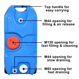 YITAHOME 10.6 Gallon Large Capacity Portable Water Holding Tank with Metal Handle Odorless Tote for Camper with Large Wheels, Filling Port, Hose, Faucet, Handles for Easy Carry & Fast Empty, Blue