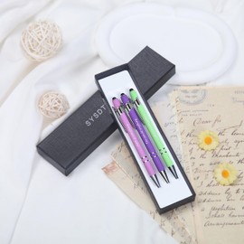 SYSDTTD 3-Pack 2-in-1 Metal Stylus Pen Gift Set 丨 1.0mm Black Ink 丨 German Ink & Swiss Nib 丨 Inspirational Phrases 丨 green, purple, light red 丨 Graduation Gifts