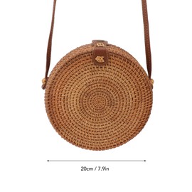 Zerodis Round Straw Purse, Rattan Bag with Adjustable Strap Summer Beach Crossbody Basket Vacation Purse for Women