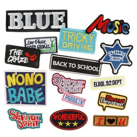 16 Pieces Iron on Patches, Repair Patch, Applique Patches, Embroidered Iron on Patches, Embroidered Applique, for Clothing, DIY Clothes Stickers Custom Badges, DIY Sew Applique