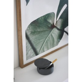 anaan 'BO' Ashtray with Lid Made of Concrete Wind Ashtray Outdoor and Indoor Round Geometric Modern Design Diameter 9 cm x 5 cm
