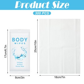 Treela 300 Pcs Large Body Wipes Bulk Deodorant Travel Size for Homeless Care Package Supplies Individually Wrapped Adults Bathing No Rinse Wet Wipes Men Women Hygiene Items(7.09" X 9.84",White)