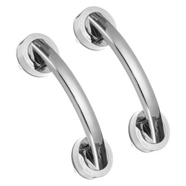 uxcell 2pcs Grab Bars for Bathtubs and Showers, 7.6" Mirror Glass Door and Window Handles Powerful Shower Suction Cup Anti-Slip Safety Bars for Senior Shower Chairs Silver Tone