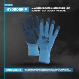 SARA Men's Work Gloves - Mechanic and Assembly Work Gloves with Double Latex Coating - Assembly Gloves Size 8-11