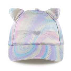 MniJiza Toddler Girls Baseball Cap Adjustable Kids Trucker Hats Girl Sun Hat for Spring Summer (4-8Y, Silver Cat)