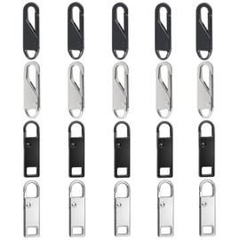 5# 20 Piece Zip Repair Kit Pull Tabs Replacement Zipper Pendant for Suitcases Coats Boots Jackets Backpacks Bag