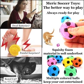 Meric Sponge Cat Balls, Soft Foam Soccer Balls, for Exercise and Interactive Play, Play Toy for Feline, Satisfies Chewing Instinct, 12 Pack