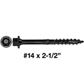 Jake Sales #14 X 2-1/2" Heavy Duty Black Timber/Log/Landscaping Wood Screws - Exterior Coated Heavy Duty Screws 5 Pounds ~197 Screws