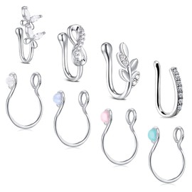 JFORYOU Fake Nose Piercing, Faux Magnetic Ring for Septum, Nose, Ear, Helix, Cartilage, Lip, Metal