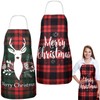 Geyoga 2 Pieces Christmas Aprons for Women Buffalo Plaid Check