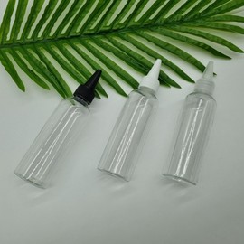 100ML Portable Pointed Cap Empty Bottle for Cosmetic Oil, Salon Sample Liquid Dispensing Clear 25ea