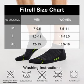 FITRELL 6 Pack Men's Ankle Running Socks Low Cut Cushioned Athletic Sports Tab Gift for Men, Shoe Size 12-15, Black+Gray-Green-Red