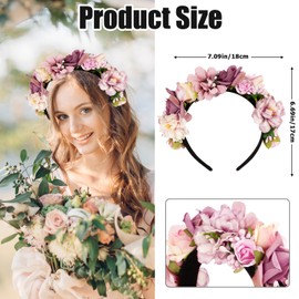 Headband Dirndl Flowers, Flower Hair Wreath, Flower Headband, Charming Hair Accessories for Dirndl, Ladies Girls Garland, Women's Girls Headpiece with Flowers for Wedding Carnival Theme Party