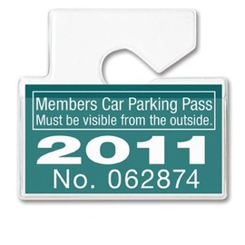 Clear Horizontal Vehicle Parking Permit Pass Hanger Tag Holder - Hangs from Car Rear View Mirror - by Specialist ID, Sold Individually