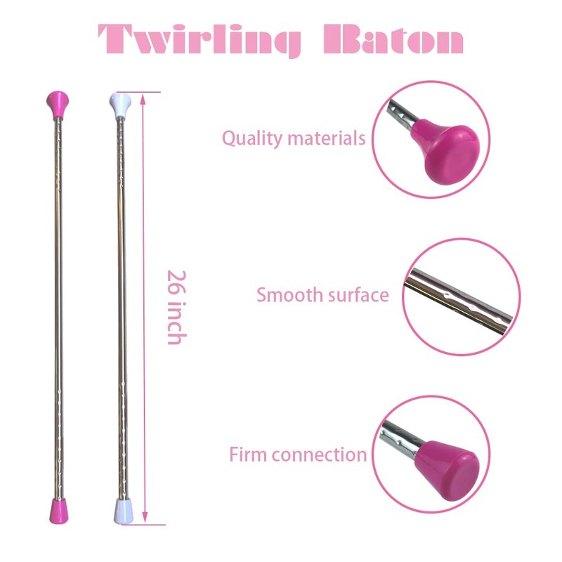 Oiloda 2 Pcs Twirling Baton 26-Inches Marching Band Baton Spinning