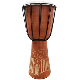 Djembe Drum Carved Bongo African inspired music also a unique gifting idea. Carver Abstract Elephant Giraffe Turtle. (16 Inch, Giraffe)