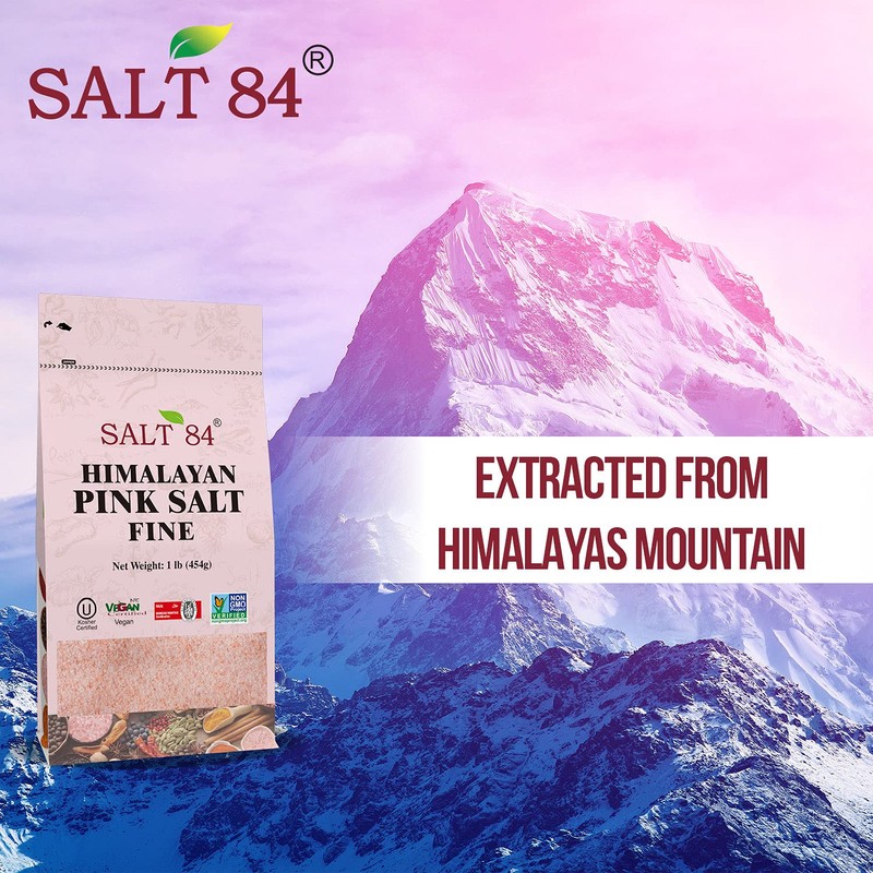 SALT 84 Himalayan Chef Pink Salt, Fine Grain, 1 Pound