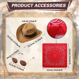 Antsparty Cowgirl Costume Set, Cowboy Costume Set Includes Vests Hat Scarf Cosplay Costume Accessories Party Hat Party Scarf Accessories for Carnival Fancy Dress JGA Holiday Men Women (Denim Colour,