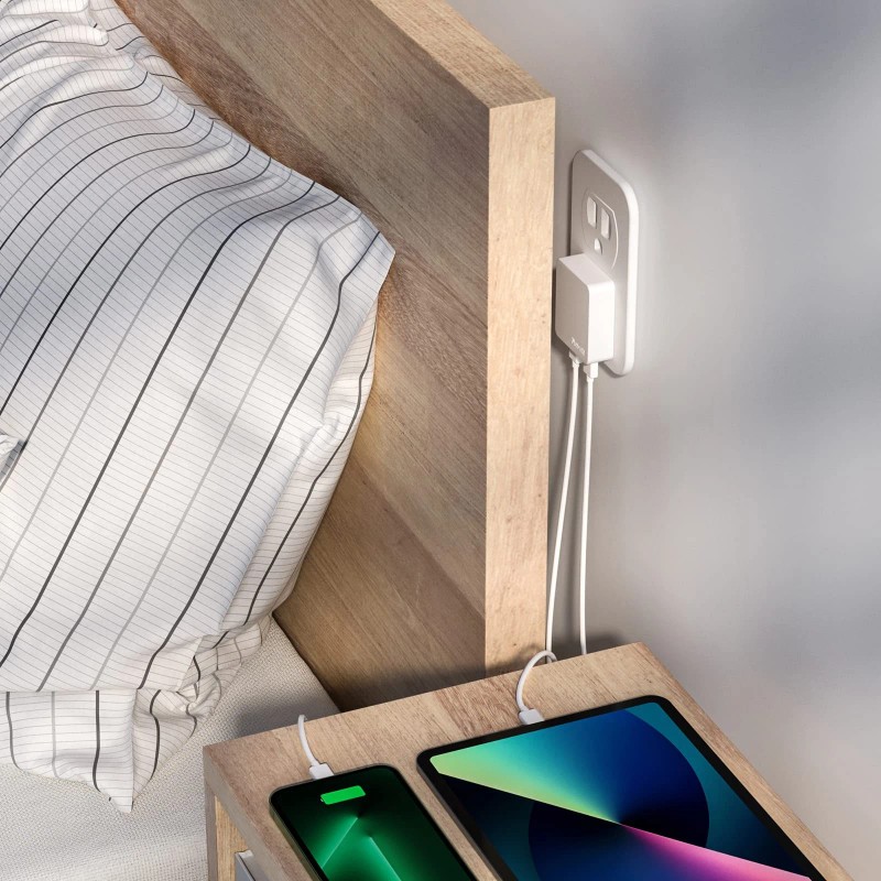 Nekmit Dual Port Ultra Thin Flat Usb Wall Charger With