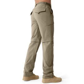 FREE SOLDIER Men's Outdoor Convertible Hiking Pants with Belt Lightweight Quick Dry Tactical Cargo Pants Nylon Spandex (Mud 36W x 32L)