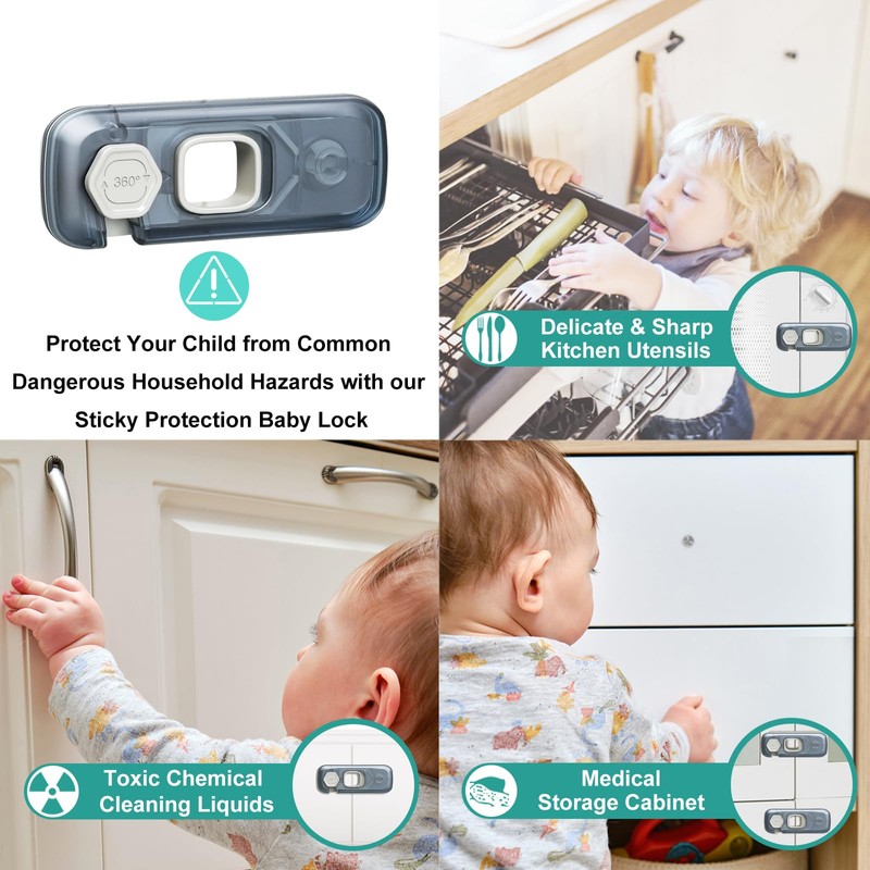 5 Pack Child Proof Refrigerator Lock, QYESWHSR Fridge Locks for