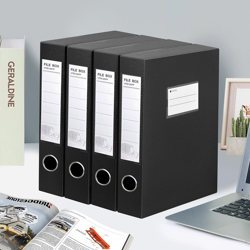 HUA JIE 2 Pack A4 Storage File Boxes Archives Case,65mm