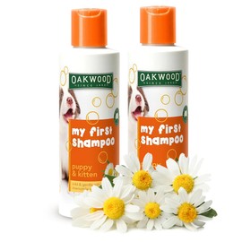 Oakwood Puppy & Kitten Shampoo - Tearless Chamomile Dog & Cat Cleansing Coat Wash for Sensitive, Itchy Skin - Nourishing Gentle Sulphate-Free Pet Bathing Supplies for Puppies & Kittens - 2 Pack