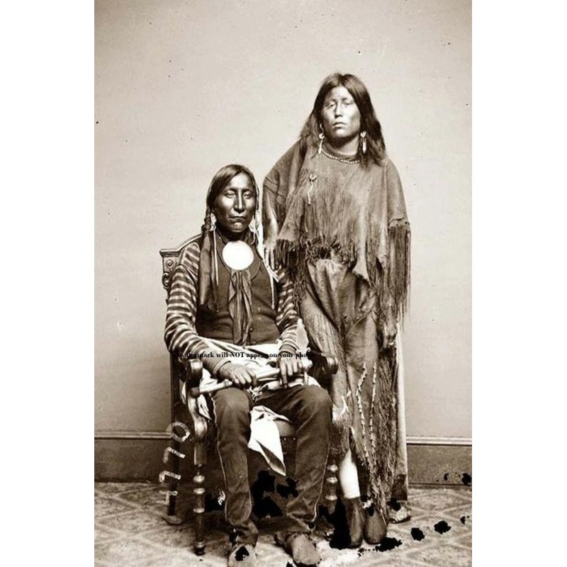 Last Kiowa Chief Lone Wolf and Wife PHOTO Warrior Native