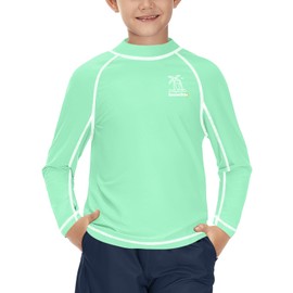 BesserBay Boys Sun Protection Quick Dry Lightweight Rashguard Shirt UPF 50+ Youth Fishing Shirt Rashguard Tender Green Size 10