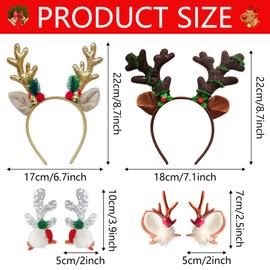 Pack of 6 Christmas Headbands, Christmas Tree Antlers Headband, Christmas Hat, Christmas Decoration, Children's Headgear for Adults, Christmas Party, Hair Accessories, Cosplay