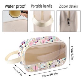 Wake Up and Makeup Cosmetic Bag Beauty Artist Gift Cosmetology Gifts for Women Beautician Gift Esthetician Clear Travel Pouch, 25721 Clear Makeup Bag