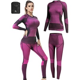 UNIQUEBELLA Womens Thermal Underwear, Thermal Base Layers Women - Ski Wear Ladies Compression Athletic Long Johns Skins Set Skiing Cycling Running