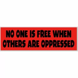 No One Is Free When Others Are Oppressed 2.5x8 Inch Vinyl Bumper Sticker Decal