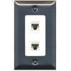 RiteAV Decorative 2 Port Cat5e Ethernet Wall Plate - 1 Gang Brushed-Nickel/White