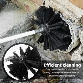 15FT Chimney Cleaning Brush Kit, 11pcs Duct Vent Cleaning Brush Kit, 3.9" Nylon Brush Heads and 11 Rods Detachable Chimney Sweep Set Kit for Fireplace Dryer Vent Sewage Pipe Fume Hood