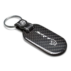 iPick Image Made for Dodge SRT Hellcat 100% Real Black Carbon Fiber Tag Style Key Chain