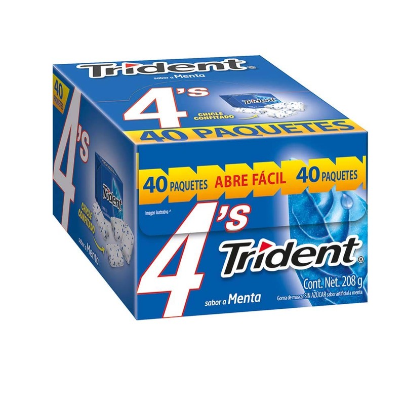 Trident 4'S Menta, 208 Gramos