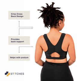 Stitches Medical - Women's Post Surgery Bra Front Closure Compression with Adjustable Straps - Mastectomy Recovery Bra (US, Alpha, Medium, Regular, Regular, Black)