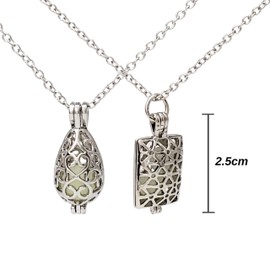 jupica Glow in the Dark Necklace, Glow in the Dark, Glow in the Dark Pendant, 2 Piece Set, Round Drop, Square
