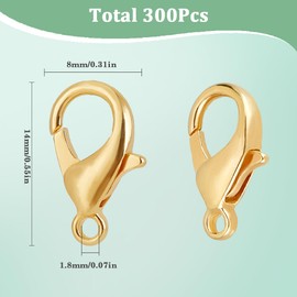 SOFPLATE 300Pcs Metal Claw Clasp Lobster Claw Clips Golden Swivel Lanyards Trigger Snap Alloy Mini Link Bulk Clip Findings for jewellery Making Clasp DIY Bracelet Crafting Women Adults Supplies