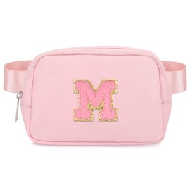 Sienien Fanny Pack For Girls Birthday Christmas Gifts Idea For 4 5 6 7 8 9 10 11 12 13 Year Old Kids Cute Trendy Belt Bag Fashionable Waist Packs Crossbody Bag Initial Letter M Pink