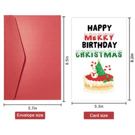 Gevinna Funny Christmas Birthday Card for Him Her, Cute December Birthday Card for Friends Family Member, Xmas Bday Card, Happy Birthday Merry Christmas